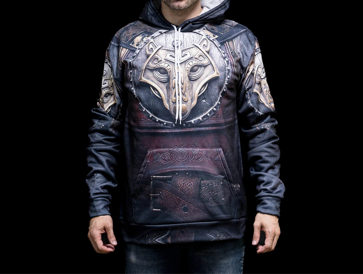 Hoodie Viking "Fenrir, l'Équipement de Bronze" – Coton