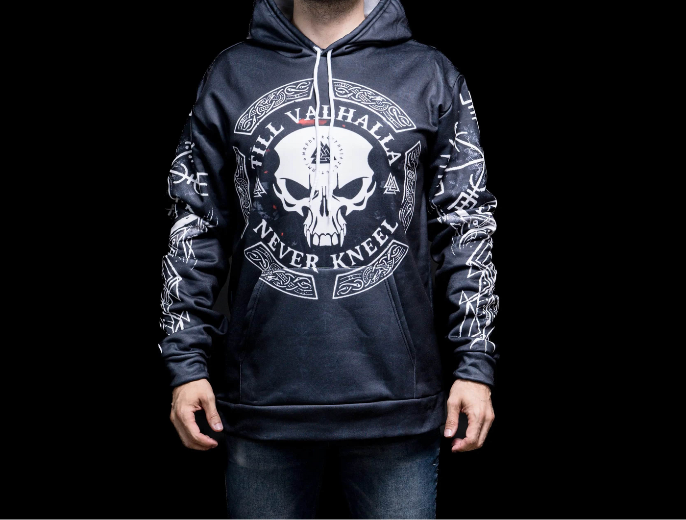 Hoodie Viking "Hoodie Crâne de Guerrier - Voyage jusqu'au Valhalla" – Coton