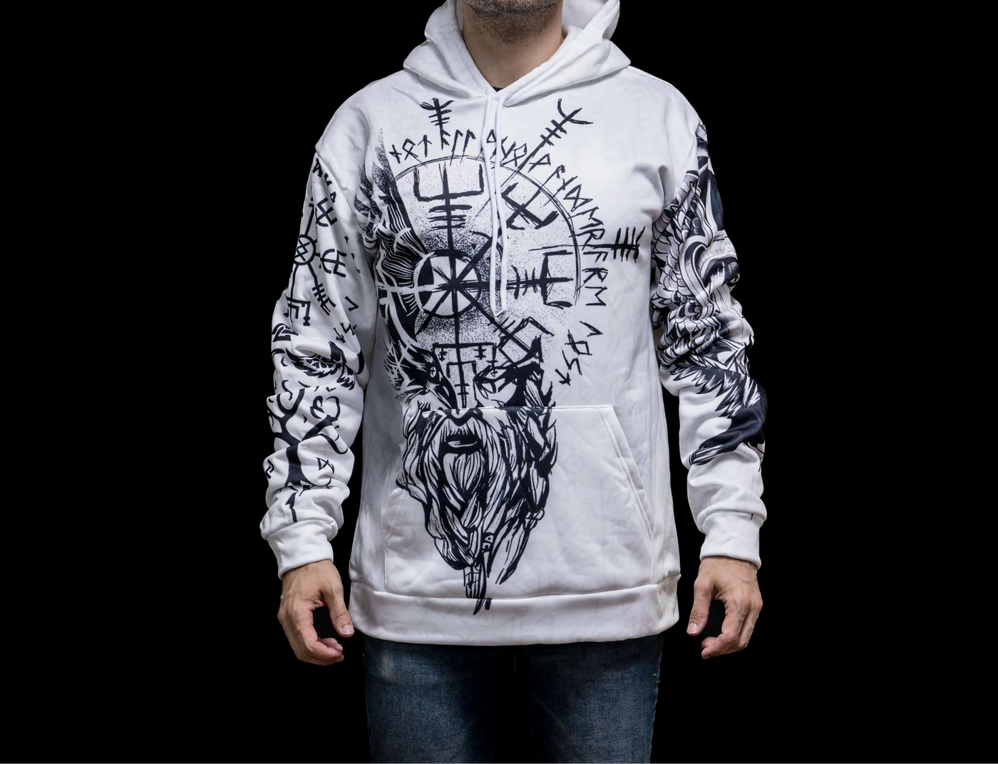 Hoodie Viking "Vegvisir Géant - Compass de la Vie" – Coton