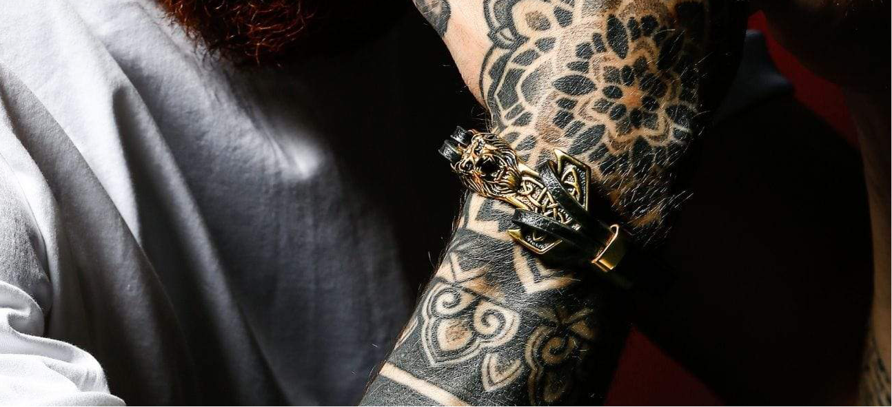 Bracelet Viking Tête de Lion en cuir-HERITAGE VIKING
