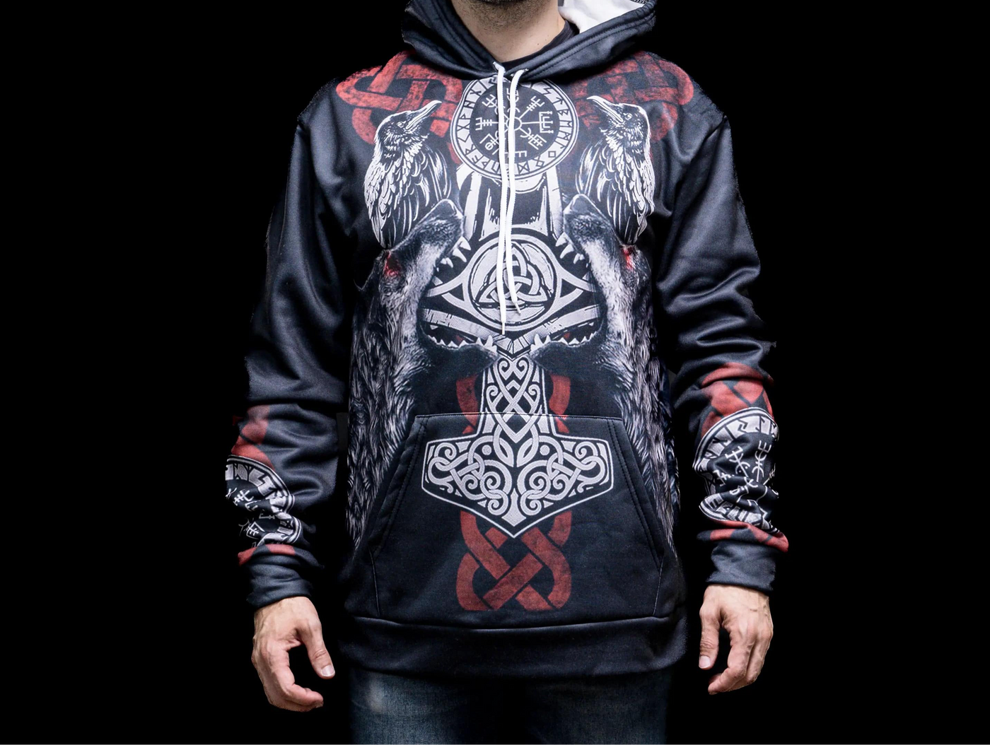 Hoodie Viking "Compass du Destin" – Coton