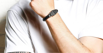 Bracelet Viking gravure chrétienne en cuir-HERITAGE VIKING