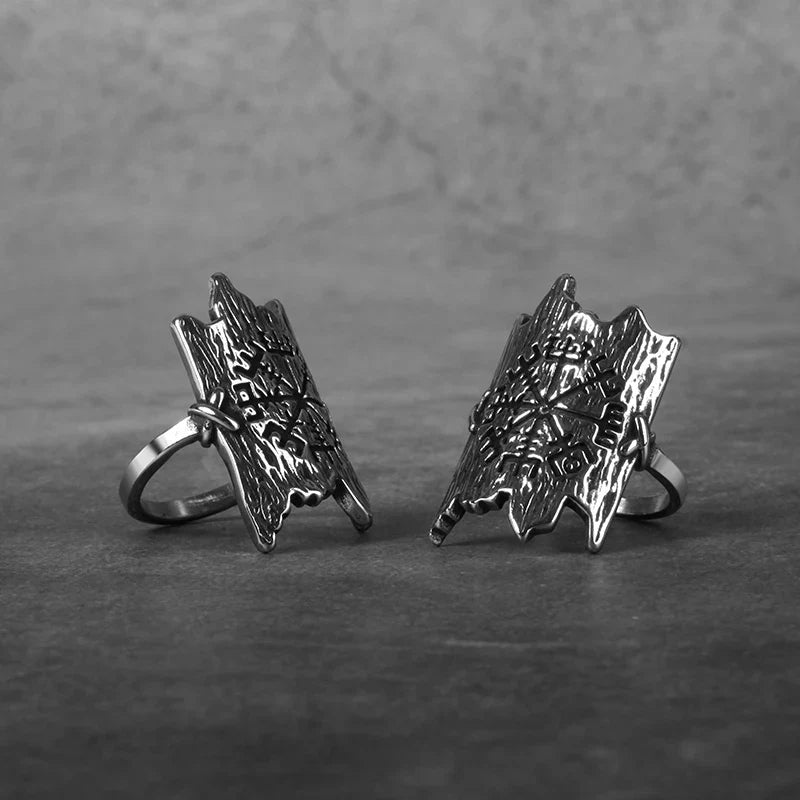 Bague viking l'écorse gravée de Vegvisir-HERITAGE VIKING