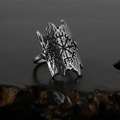 Bague viking l'écorse gravée de Vegvisir-HERITAGE VIKING