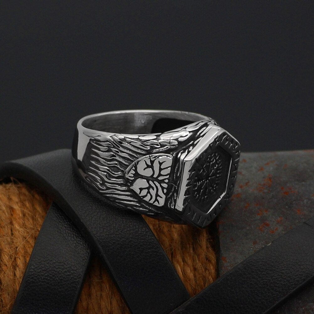 Bague boussole runique Vegvisir-HERITAGE VIKING