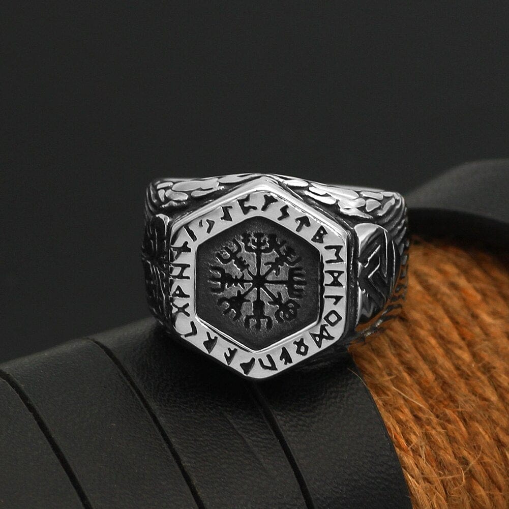 Bague boussole runique Vegvisir-HERITAGE VIKING