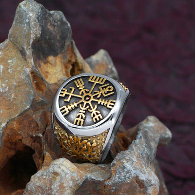 Bague compas du Viking et arbre de vie-HERITAGE VIKING