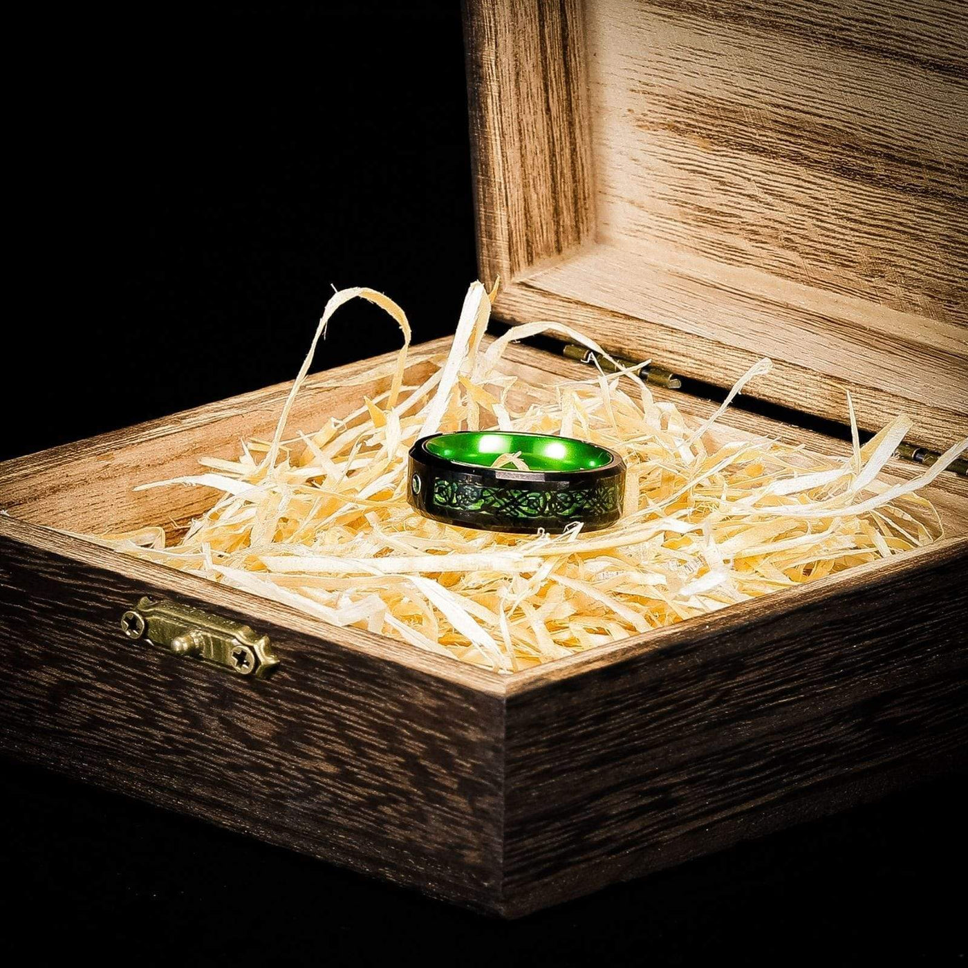 Bague de Jarl "Forêt de Kattegat" en Tungstène-HERITAGE VIKING