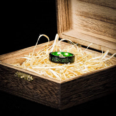 Bague de Jarl "Forêt de Kattegat" en Tungstène-HERITAGE VIKING
