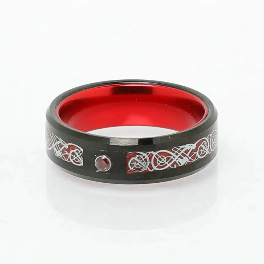 Bague de Jarl "Sang du Valhalla" en Tungstène-HERITAGE VIKING