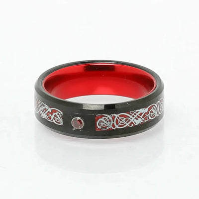 Bague de Jarl "Sang du Valhalla" en Tungstène-HERITAGE VIKING