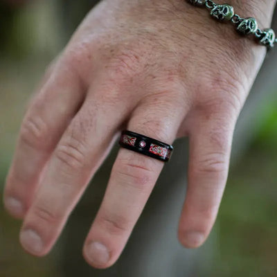 Bague de Jarl "Sang du Valhalla" en Tungstène-HERITAGE VIKING
