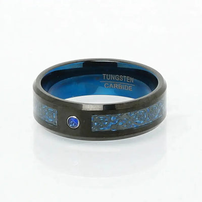 Bague de Jarl 'valhalla azur' en tungstène-HERITAGE VIKING
