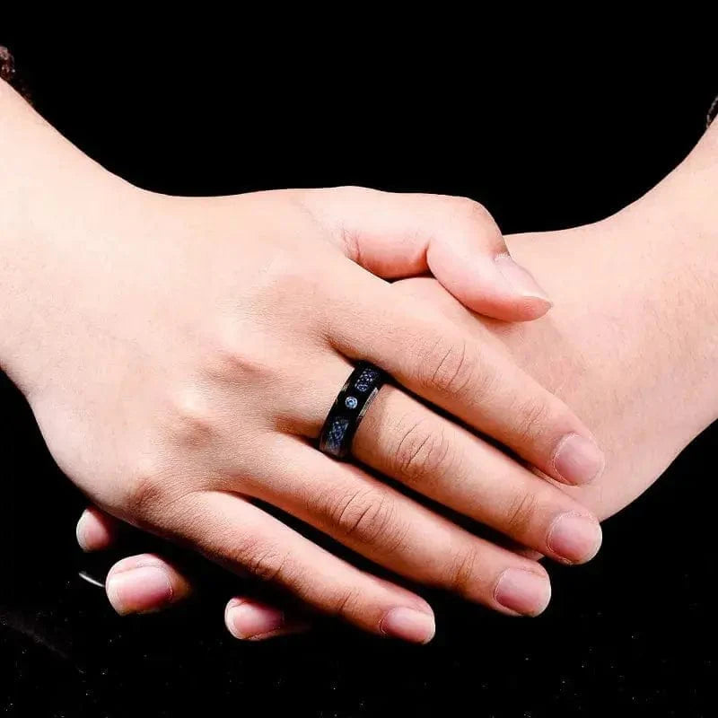 Bague de Jarl 'valhalla azur' en tungstène-HERITAGE VIKING
