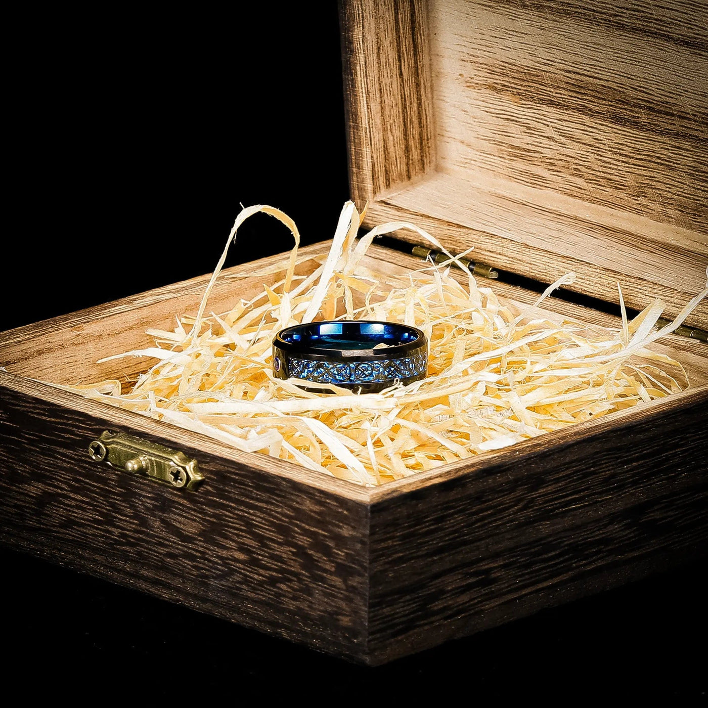 Bague de Jarl 'valhalla azur' en tungstène-HERITAGE VIKING