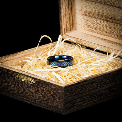 Bague de Jarl 'valhalla azur' en tungstène-HERITAGE VIKING