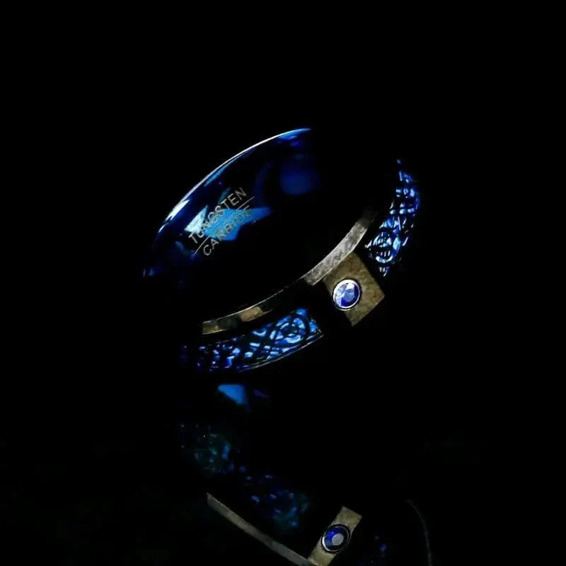 Bague de Jarl 'valhalla azur' en tungstène-HERITAGE VIKING