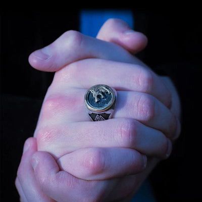 Bague tête de loup viking - acier inoxydable-HERITAGE VIKING