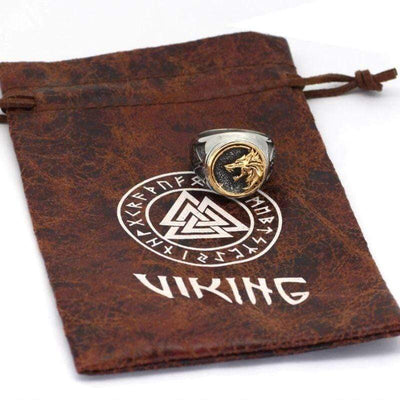 Bague tête de loup viking - acier inoxydable-HERITAGE VIKING
