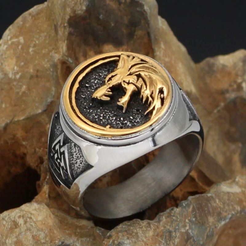 Bague tête de loup viking - acier inoxydable-HERITAGE VIKING