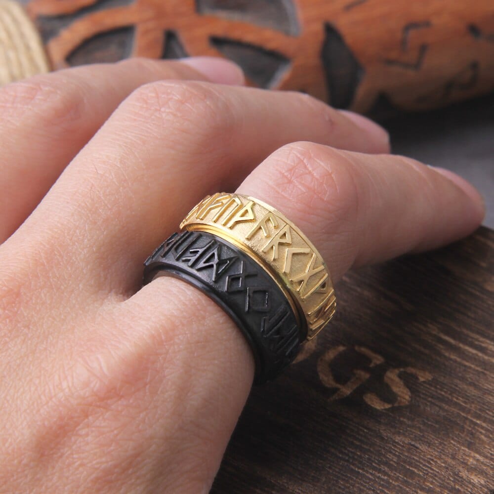 Bague Viking "Bague Futhark: Echo de l'Infini"-HERITAGE VIKING