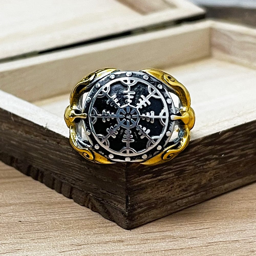 Bague Viking - Corbeaux Gardiens du Vegvisir-HERITAGE VIKING