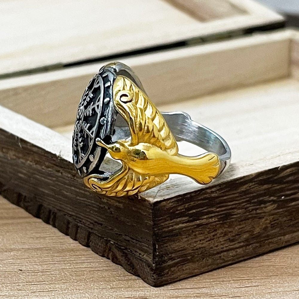 Bague Viking - Corbeaux Gardiens du Vegvisir-HERITAGE VIKING