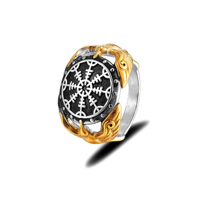 Bague Viking - Corbeaux Gardiens du Vegvisir-HERITAGE VIKING
