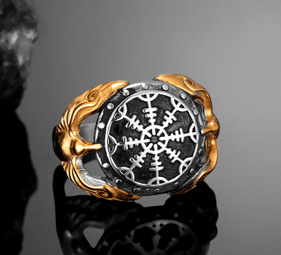 Bague Viking - Corbeaux Gardiens du Vegvisir-HERITAGE VIKING