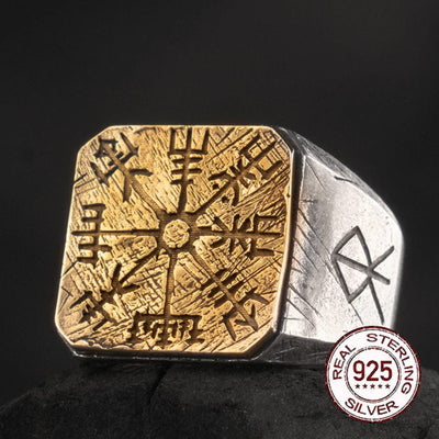 Bague Viking en Argent Sterling 925 - Bague de la Boussole Nordique-HERITAGE VIKING
