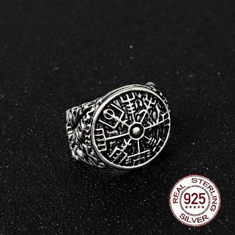 Bague Viking en Argent Sterling 925 - Effeuillement Vegvisir-HERITAGE VIKING