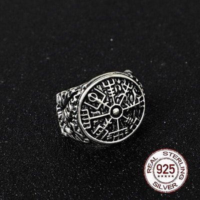 Bague Viking en Argent Sterling 925 - Effeuillement Vegvisir-HERITAGE VIKING