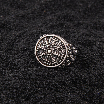 Bague Viking en Argent Sterling 925 - Effeuillement Vegvisir-HERITAGE VIKING