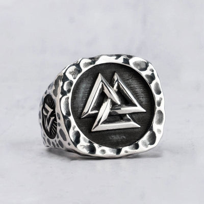 Bague Viking en Argent Sterling 925 - L'Éclat du Valknut-HERITAGE VIKING