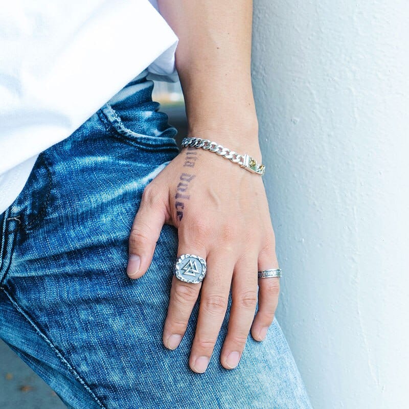 Bague Viking en Argent Sterling 925 - L'Éclat du Valknut-HERITAGE VIKING