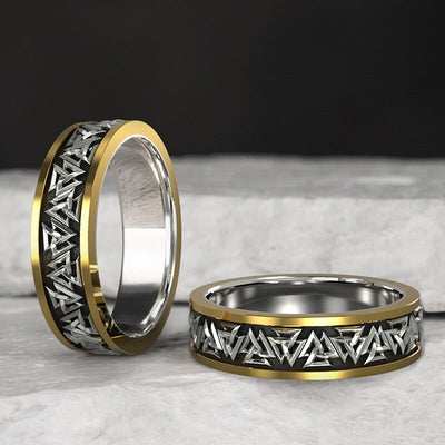 Bague Viking en Argent Sterling 925 - Le Cycle du Valknut-HERITAGE VIKING