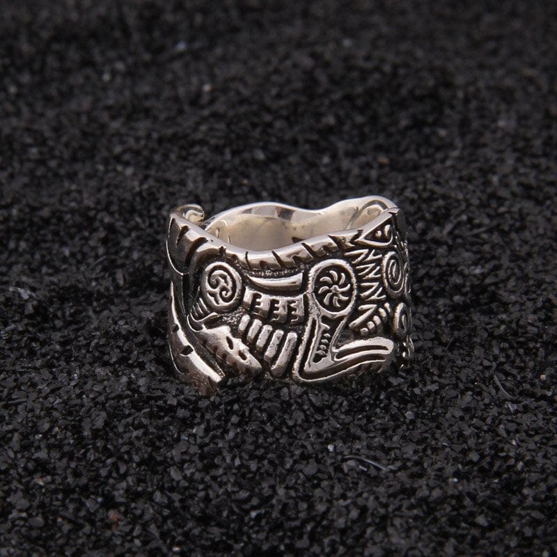 Bague Viking en Argent Sterling 925 - Le Duel de Pleine Lune-HERITAGE VIKING