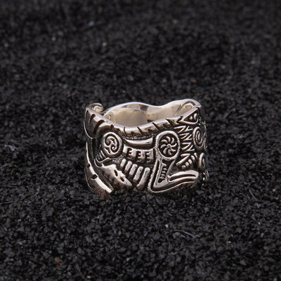 Bague Viking en Argent Sterling 925 - Le Duel de Pleine Lune-HERITAGE VIKING