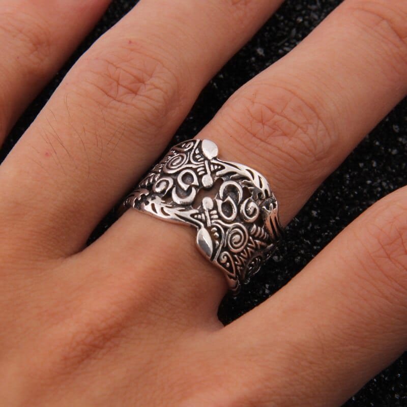 Bague Viking en Argent Sterling 925 - Le Duel de Pleine Lune-HERITAGE VIKING