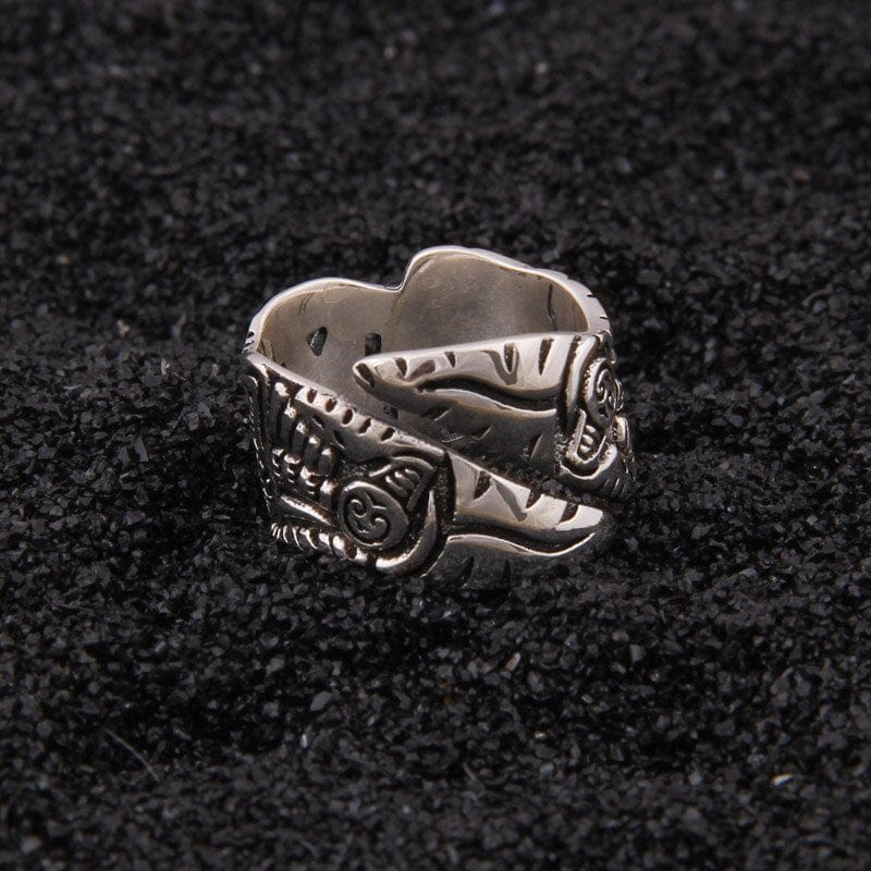 Bague Viking en Argent Sterling 925 - Le Duel de Pleine Lune-HERITAGE VIKING