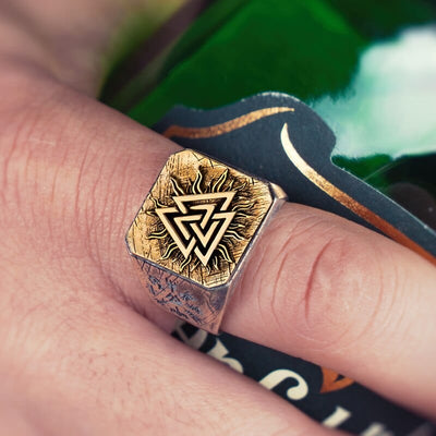 Bague Viking en Argent Sterling 925 - Le Valknut Solaire-HERITAGE VIKING