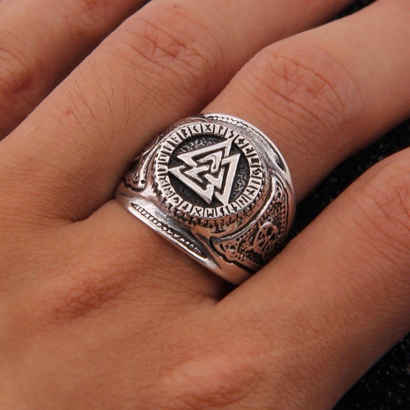 Bague Viking en Argent Sterling 925 - Pouvoir du Valknut-HERITAGE VIKING