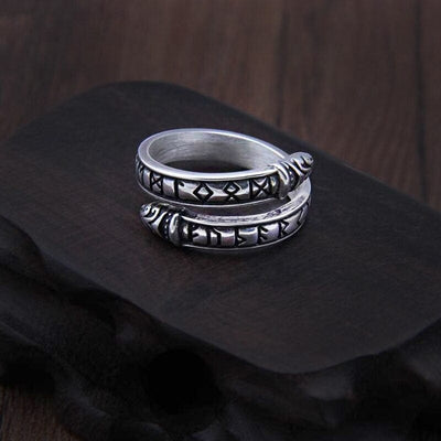 Bague Viking en Argent Sterling 925 - Rune du Serpent-HERITAGE VIKING