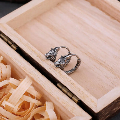 Boucles d'oreilles loup Fenrir en acier inoxydable-HERITAGE VIKING