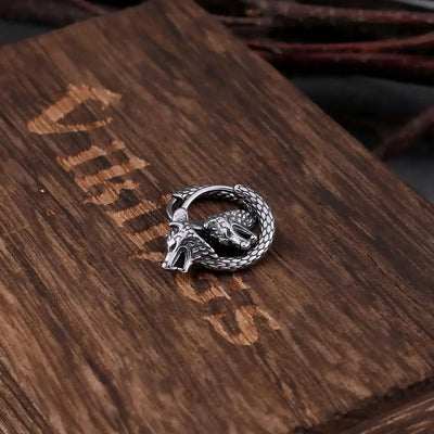 Boucles d'oreilles loup Fenrir en acier inoxydable-HERITAGE VIKING