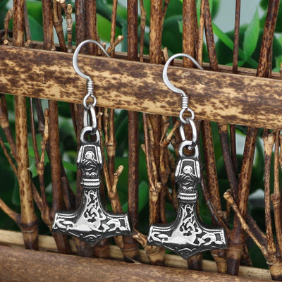 Boucles d'oreilles Mjolnir en acier inoxydable-HERITAGE VIKING