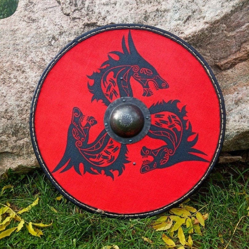 Bouclier Viking de Fenrir rouge-HERITAGE VIKING