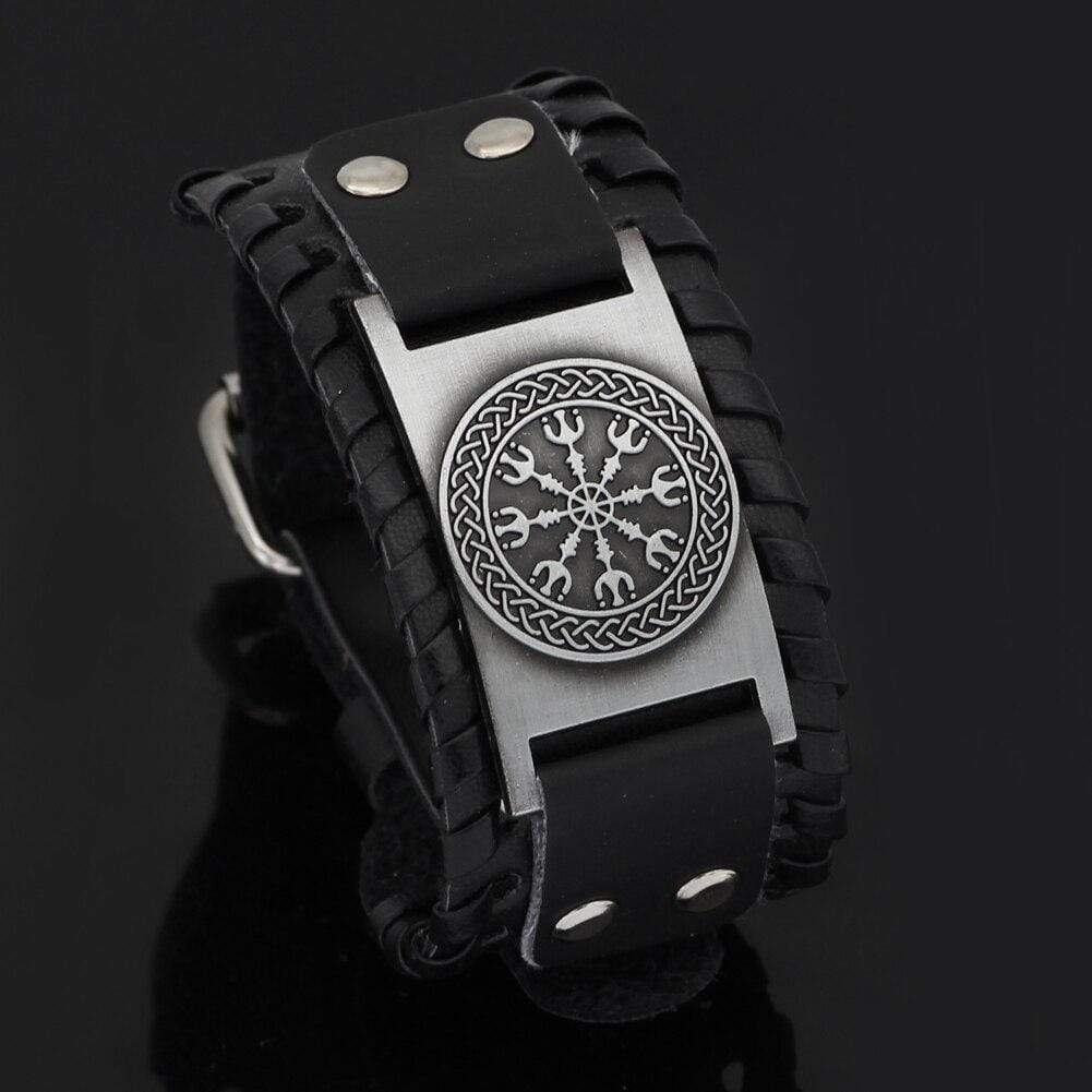 Bracelet Aegishjalmur en cuir-HERITAGE VIKING