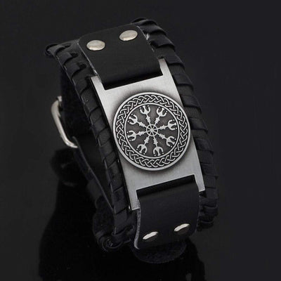 Bracelet Aegishjalmur en cuir-HERITAGE VIKING