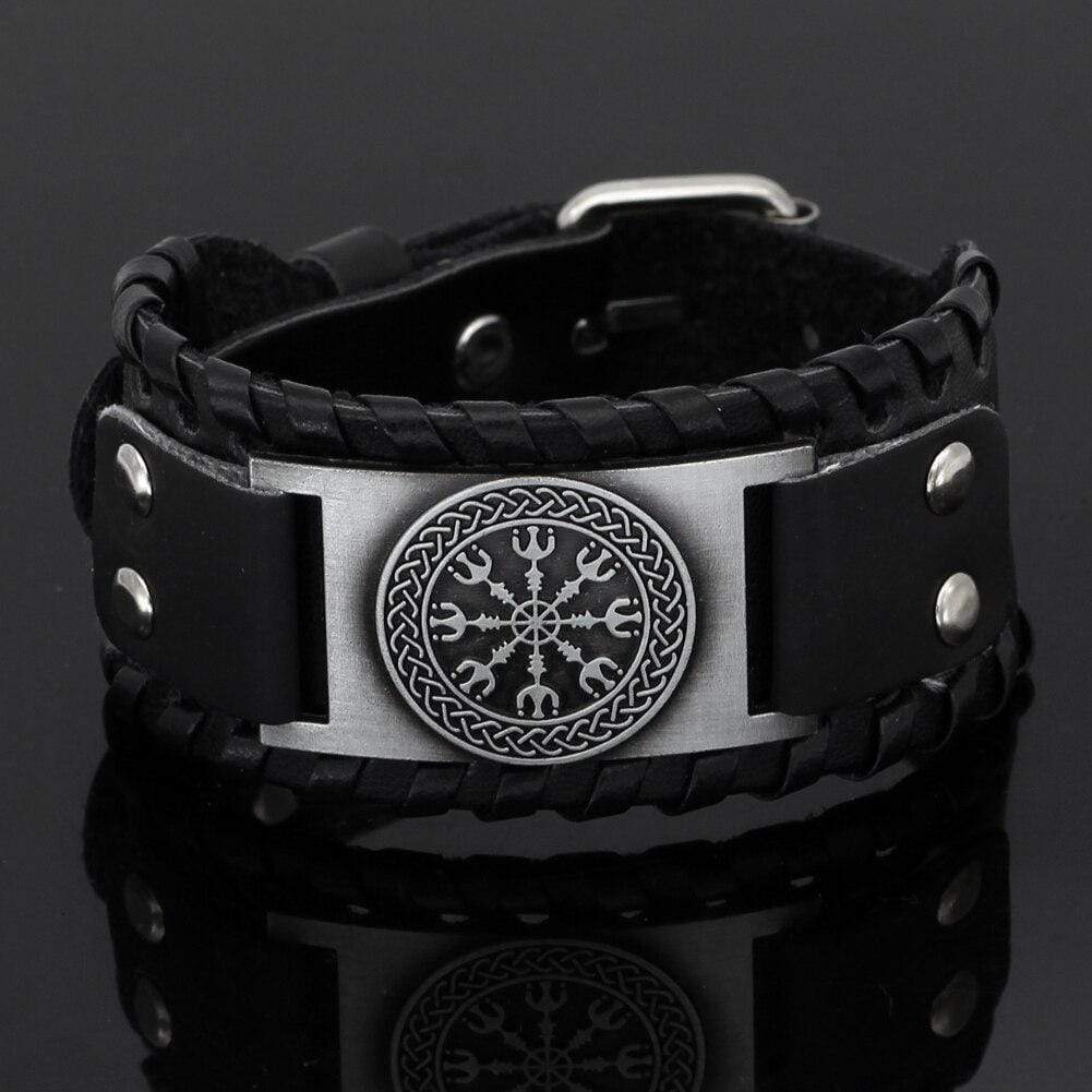 Bracelet Aegishjalmur en cuir-HERITAGE VIKING